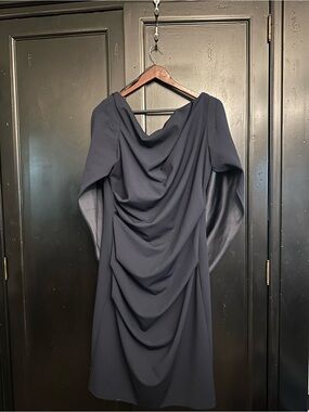 Betsy & Adam Navy Draped Dress